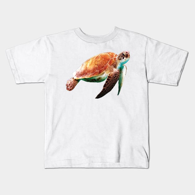 Aquatic Turtle Kids T-Shirt by Blessing Direct